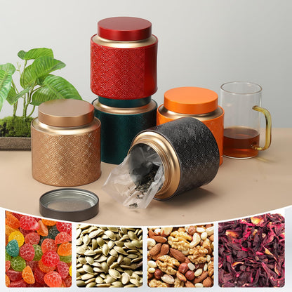uxcell 2 Pcs Tea Tin Canister, 4.13 x 4.17 Round Tin Can with Lids Large Metal Loose Tea Storage for Storing Cookies Candies Coffee Gifts Candles DIY Travel Storage, Gold Tone