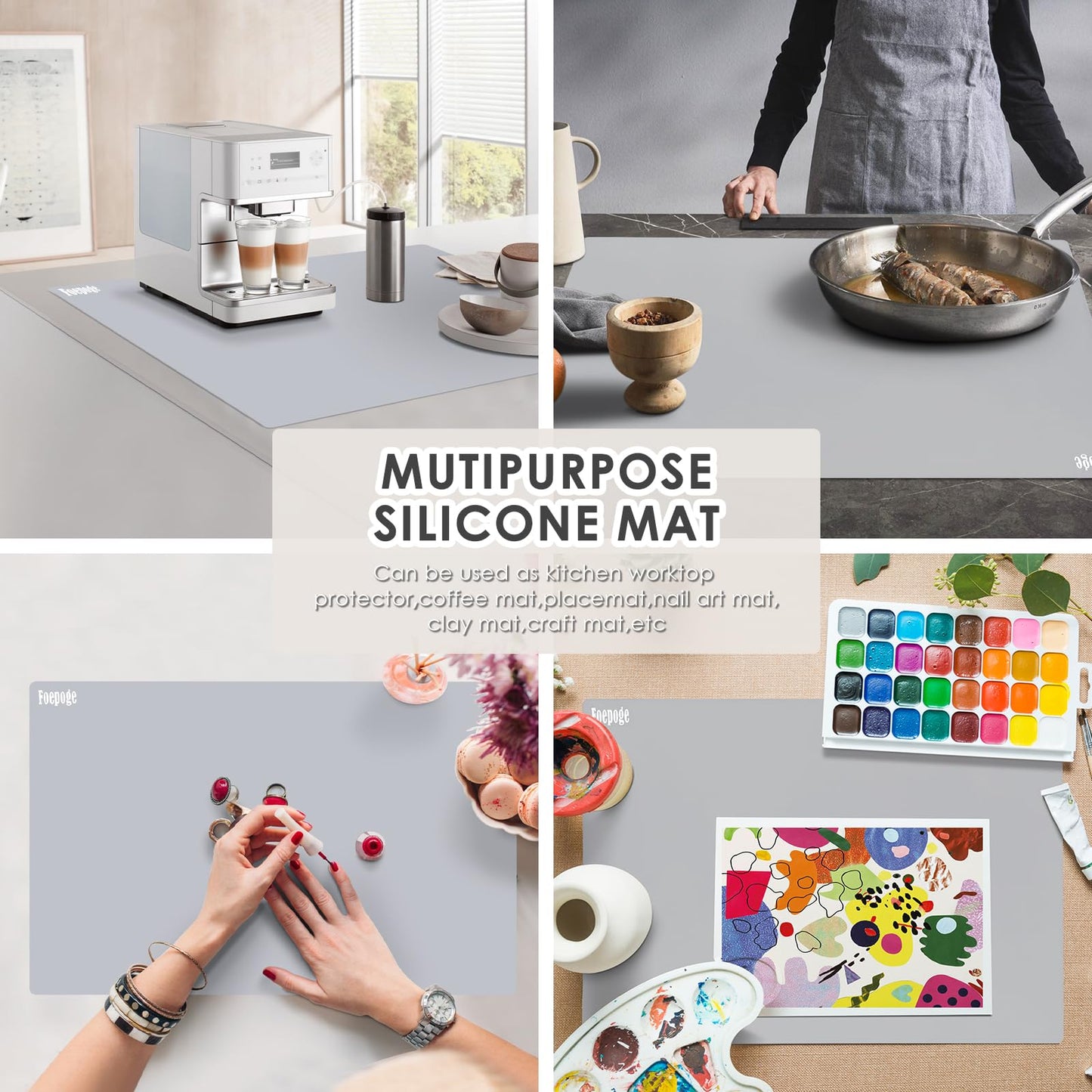31.5" x 23.6" Extra Large Silicone Mat for Resin Casting, Crafts and Epoxy, Nonstick Silicone Sheet for Jewelry Casting Molds, Countertop Protector Mat Heat Resistant Placemats by Foepoge, Gray