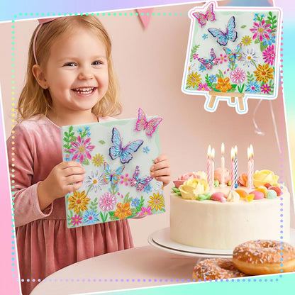 Ovveroche Arts and Crafts for Kids Ages 8-12, Butterfly Diamond Art Kits with Stand, 6 7 8 9 10 11 Year Old Girls Birthday Gifts 3D DIY Big Gem Dots Paintings for Teen Adult Beginner Home Wall Decor