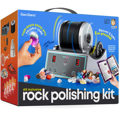 Dan&Darci Advanced Professional Rock Tumbler Kit - with Digital 9-Day Polishing Timer & 3 Speed Settings - Turn Rough Rocks into Beautiful Gems : Great Science & STEM Geology Toy for Kids All Ages