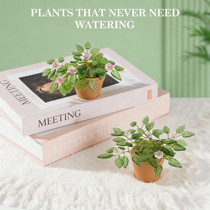 XHYMIA Beaded Plant Kit Green Glass Leaf Beads, Flower Glass Beads Mini Forever Plant Making and DIY Crafts with Video Tutorials