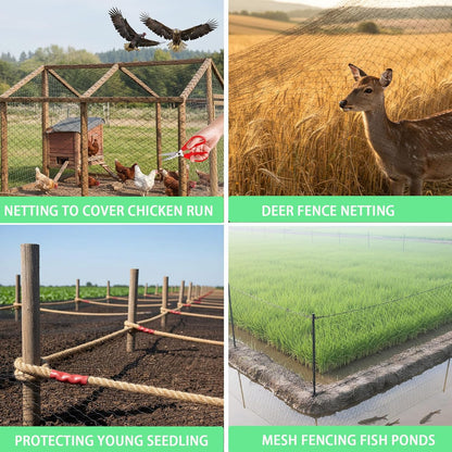 25' 50' 1" Garden Netting, x Heavy Duty Bird Netting Deer Fence Net, Mesh Poultry Netting for Chicken Coop, Run