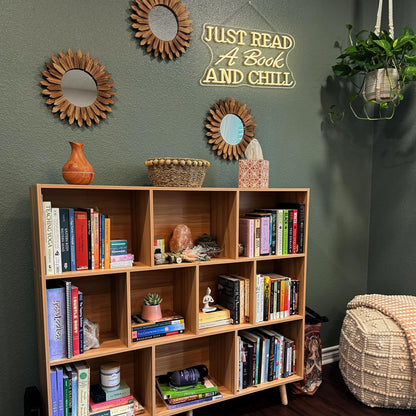VVYXX Just Read a Book and Chill White LED Neon Lights Wall Decor LED Sign with Dimmable Switch Neon Light Up Sign for Classroom Bookstore Library Study Room Reading Party