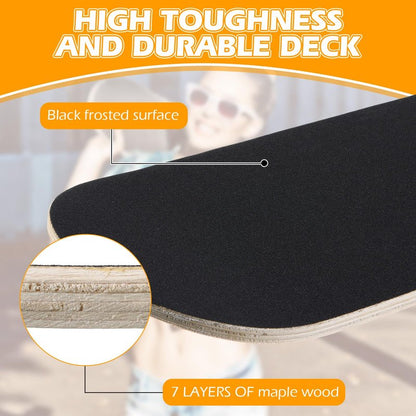 Meooeck 6 Pcs Blank Skateboard Decks for Art Painting 28 x 8 Inches, Wooden Maple Skateboard Replacement 7 Layer Double Tail Plain Skate Board Unfinished with Sandpaper for Art Decor