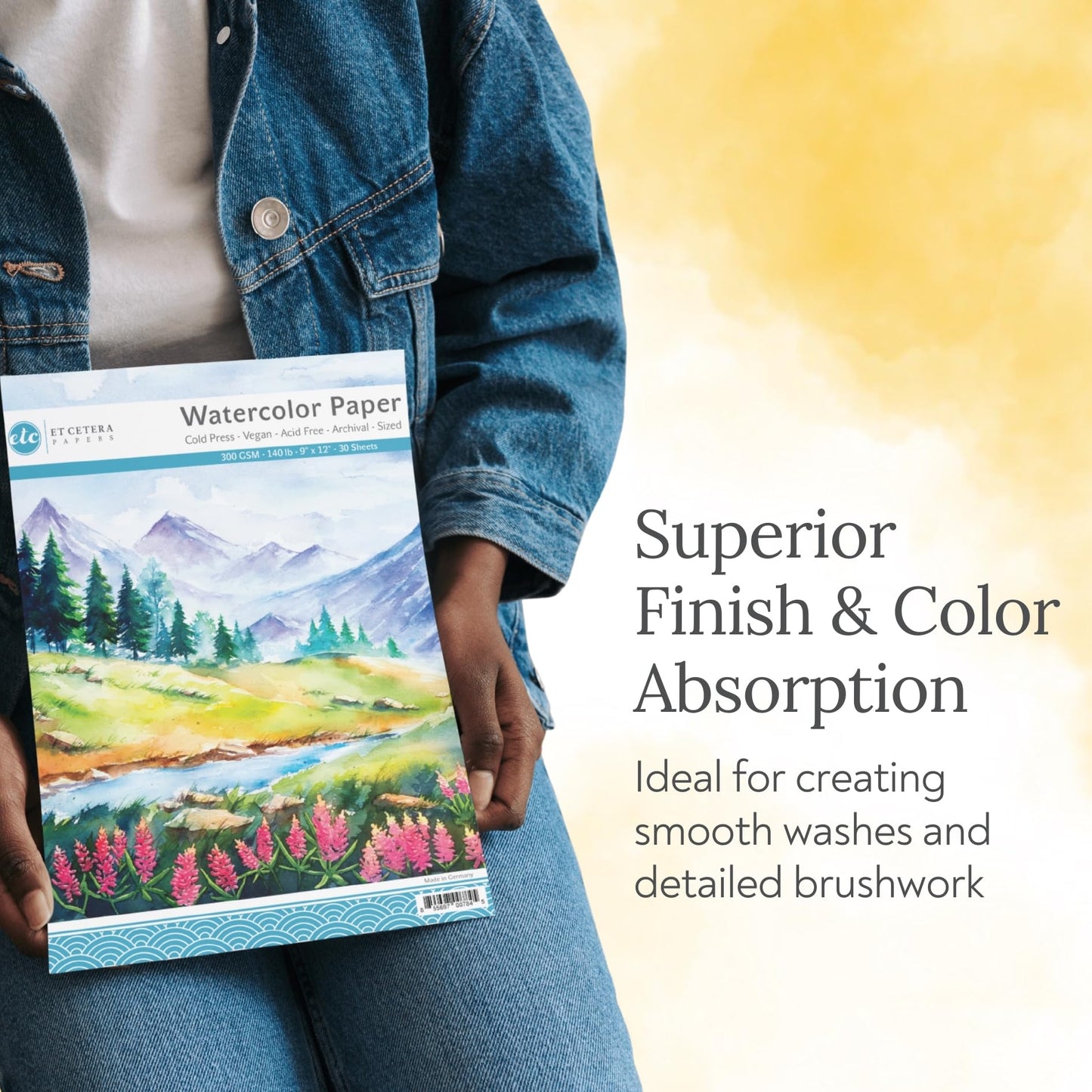 50 Sheets Watercolor Paper White Cold Press (300GSM, 8.5x11)