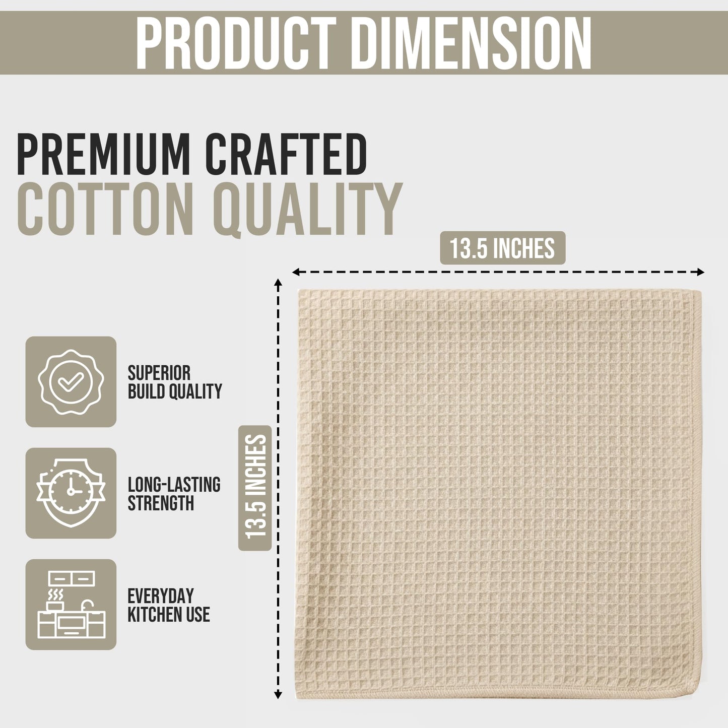 Ameri-Homes 100% Cotton Waffle Kitchen Dish Cloths 6-Pack– Ultra Absorbent & Quick Dry, Counters & Kitchen Use – Soft, Durable & Lint-Free13.50X13.50 inches (Off-White)