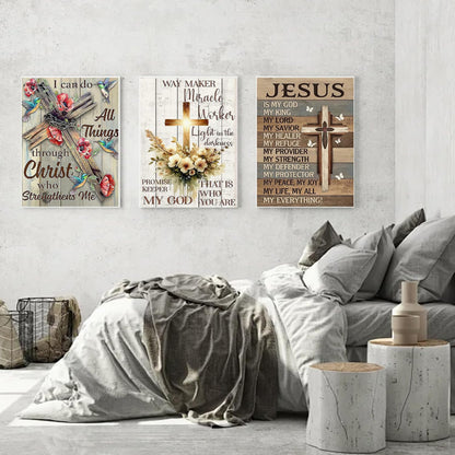 Diamond Art Kits for Adults Beginner, 3 Pack Christian Cross with Flowers Diamond Kits 5D Diamond Dots Gem Art Crafts with Tools Round Full Drill Funny Crafts for Home Wall Decor&Gift 12x16 inch