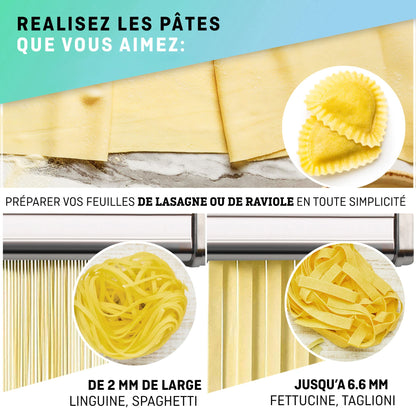 Manual Pasta Maker with Dryer - Multi-Pasta Stainless Steel Italian Flat Dough Machine with Adjustable Setting, Sharp Cutter, and Hand Crank - Fresh Homemade Noodles, Spaghetti, Lasagne | By VeoHome…