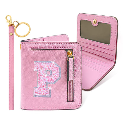 COSHAYSOO Mini Wallet with RFID Blocking Initial Monogrammed for Girls Birthday Easter Mothers Nurse Day Graduation New Year Gifts Letter P