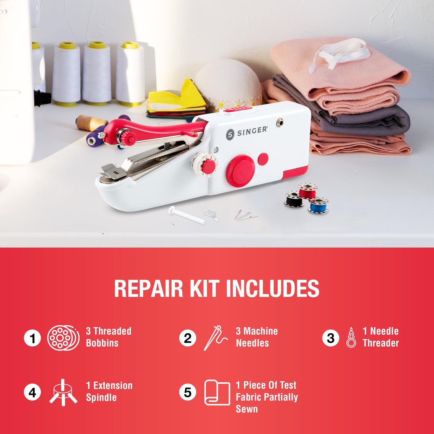 SINGER Stitch Sew Quick Portable Mending Machine - Single Thread Machine for Quick Repairs