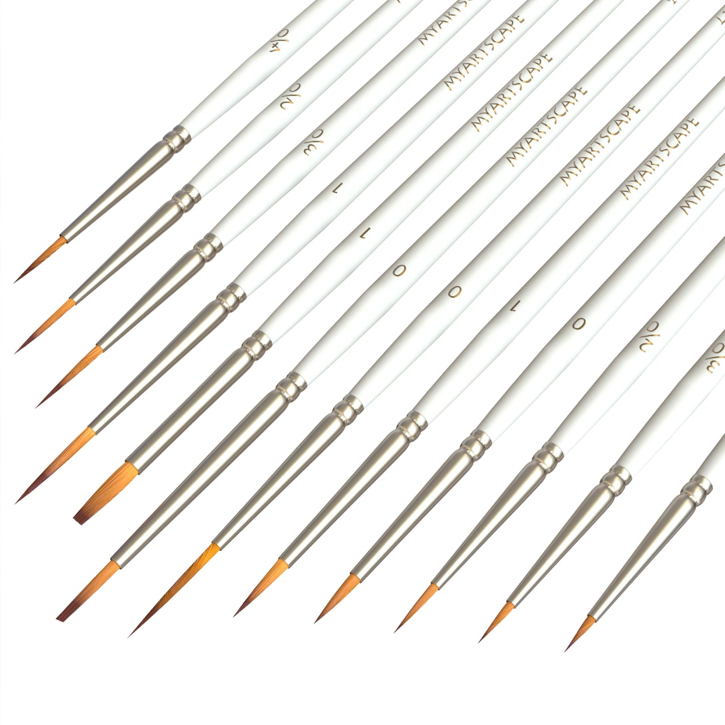 MyArtscape Miniature Paint Brushes with Holder, Set of 12 for Detail & Fine Point Painting - use with Acrylic, Watercolor, Oil, Gouache - for Pinstriping & Lettering - Art Supplies