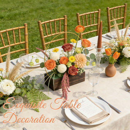 24Pack Floral Hoop Centerpiece Kit, 8Pcs 12'' Metal Floral Hoop Centerpiece with Stand+ 8Pcs Wood Cube Planter Box + 8Pcs Floral Foam Blocks for DIY Wedding Christmas Party Home Garden Decor