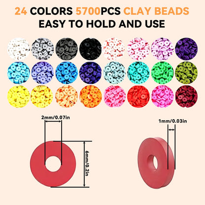 GANKTOWCOY 8500 Pcs Clay Beads Bracelet Making Kit, 24 Colors Flat Polymer Heishi Beads for Jewelry Making, Preppy Friendship Bracelet Kit with Letter Beads & Charms