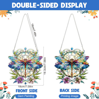 NAIMOER DIY Hanging Diamond Art Kits for Adults, Dragonfly Diamond Painting Kits, Special Shaped Rhinestone, Acrylic 5D Gem Art Craft Window Pendants Home Garden Wall Hanging Ornament Kits
