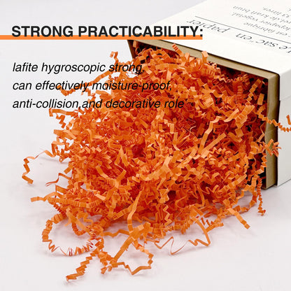 Corlcol 1LB Crinkle Cut Paper Shred Filler for Gift Box Bag and Basket On Halloween(Orange)