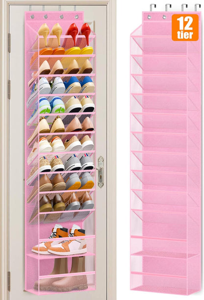 12 Closet 24 MISSLO Tier Over the Door Shoe Organizer Breathable Mesh Hanging Shoe Rack for Storage Shoe Holder