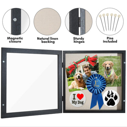 Americanflat Front Opening 11x11 Shadow Box Frame with Shatter-Resistant Glass - Silhouette Collection - Shadow Box Display Case for Tabletop and Wall Display - Black