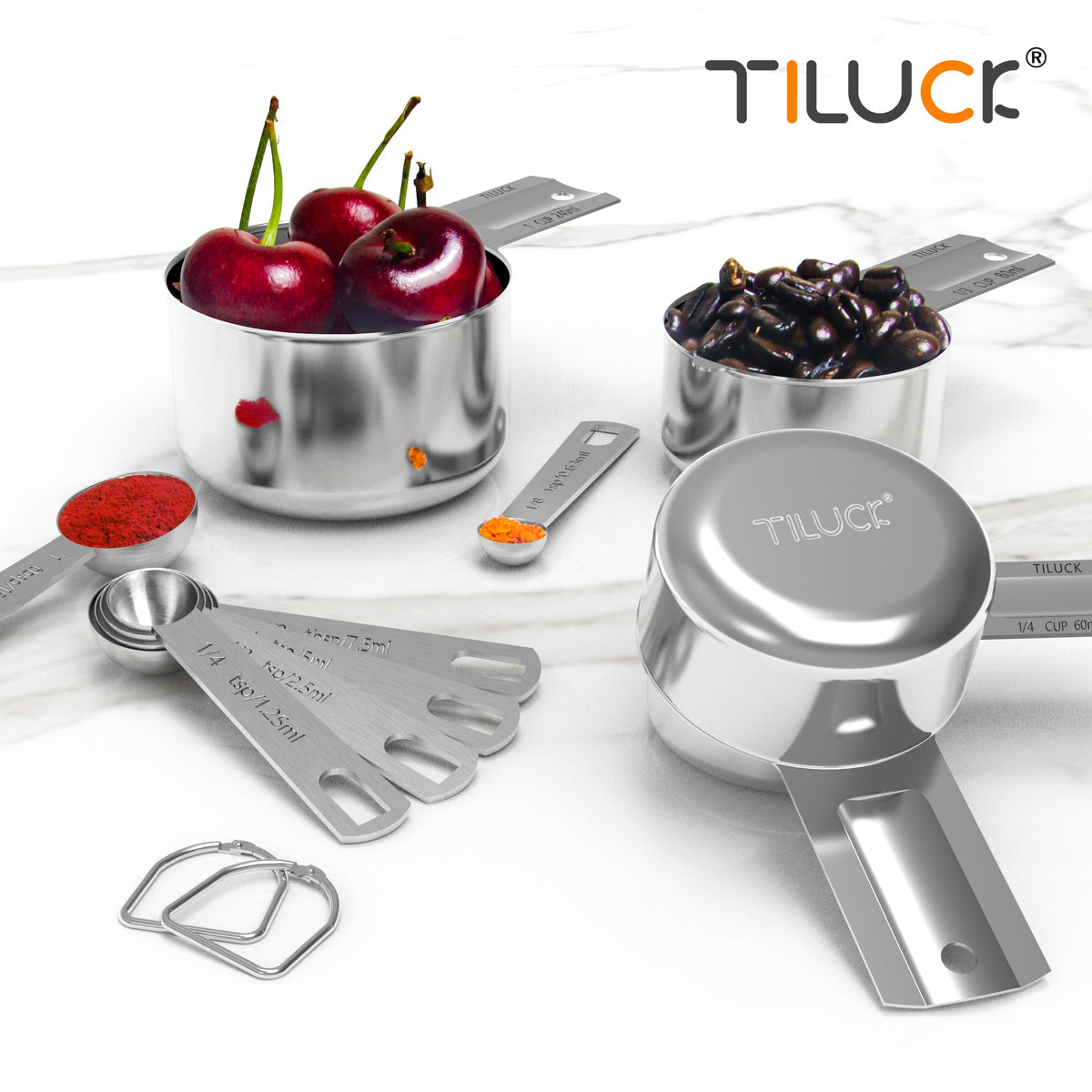 TILUCK Stainless Steel Measuring Cups & Spoons Set, Cups and Spoons,Kitchen Gadgets for Cooking & Baking (10)
