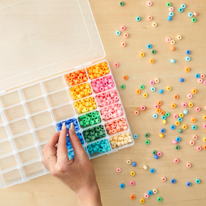 Juvale Jewelry Organizer Box - 3-Pack, 1.7 x 10.75 x 7 In, Clear Plastic - Bead Storage Containers with 36 Compartments & Dividers - Stackable Screw Organizer Box