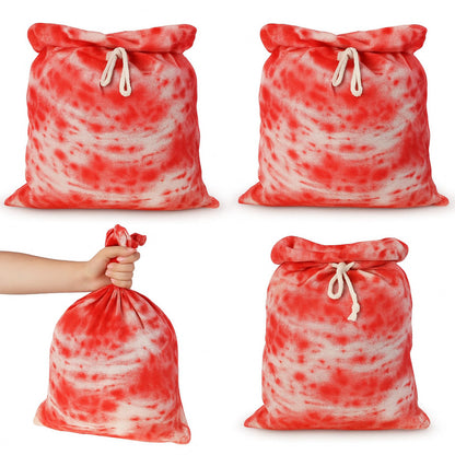 Arrowbash 4 Pcs Halloween Horror Treat Goodie Bags Bloodstain Spooky String Back Halloween Drawstring Bloody Body Bags for Candy Favors Supplies (20 x 16 in)