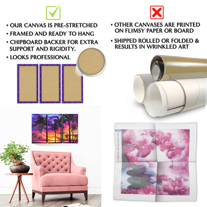 ArtSkills Diamond Painting Kit, Diamond Art on Framed Canvas with Gem Storage Case and Accessory Kit, Forest, 3 Stretched Canvas Panels, 14” x 7” Each