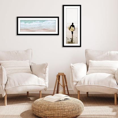 Americanflat 11x27 Picture Frame with Polished Plexiglass - Set of 2 - Use as 8x24 Frame with Mat or Display 11x27 Photo Without Mat - Galleria Collection - Picture Frames for Wall Display - Black
