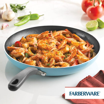 Farberware Cookstart DiamondMax Nonstick Frying Pan/Skillet, 12 Inch, Dishwasher Safe, Aqua
