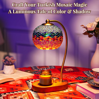 DIY Turkish Mosaic Lamp Kit, Stained Glass Candle Warmer Table Lamp Making Kit- Easy and Fun, No Experience Needed, Mosaic Art & Craft Project Kits for Adults & Teens, Make Your Own Lamp, Multicolor
