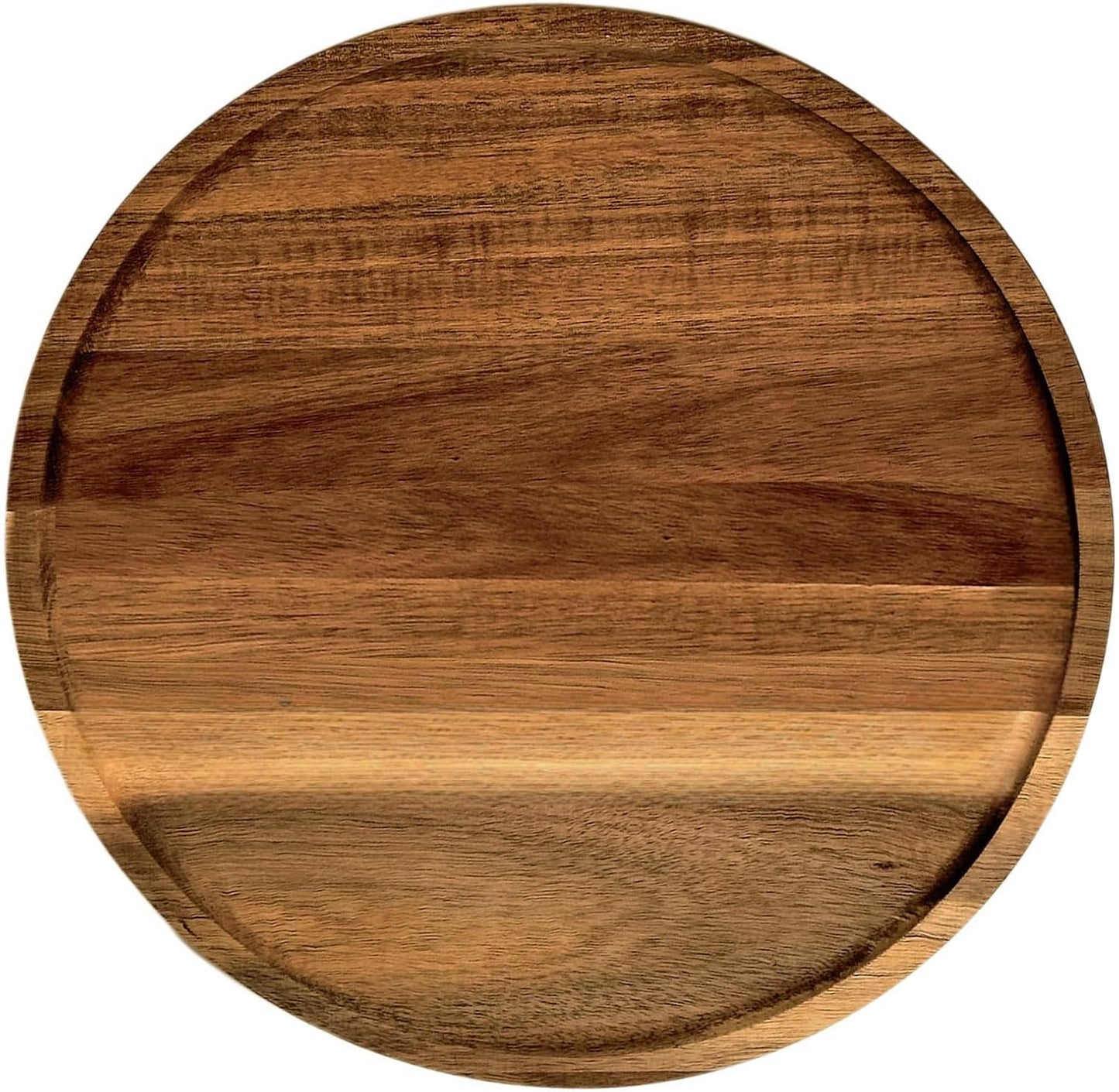 13.8 Inch PINXIURY Round Wooden Decorative Serving Tray for Coffee Table and Home Decor, Round Wood Tray for Table