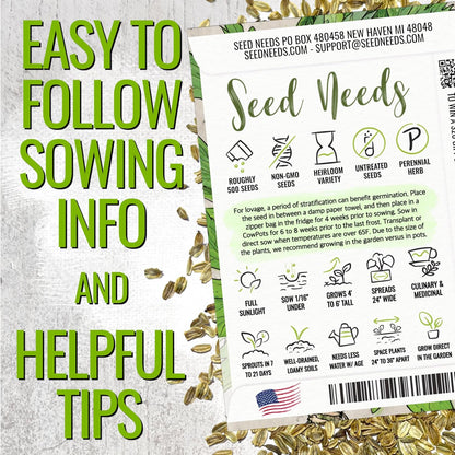 (1 Pack) Seed Needs Lovage Seeds for Planting - Non-GMO Heirloom & Untreated Herbs to Plant a Medicinal/Culinary Home