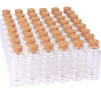 MaxMau 48 Pack, 30ml Glass Jars with Corks Lid,Clear Glass Bottles for Spices Herbs Crafting Project Party Favors