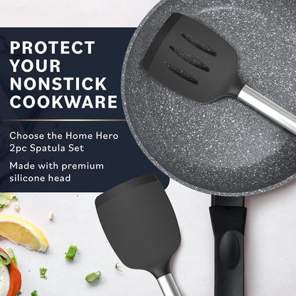 Home Hero Silicone Spatula Set - Ergonomic Handles, High Heat Resistant Kitchen Utensils Set, BPA Free, Black