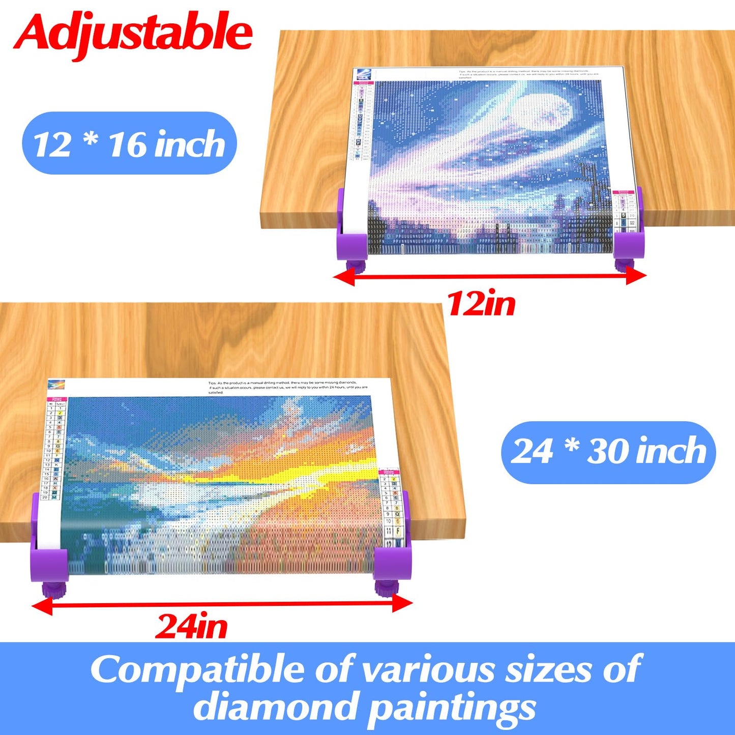 GFYYBKJ Diamond Painting Canvas Table Clamp Set, Diamond Painting Canvas Roll Holder, Diamond Art Kits and Craft Accessories for Adults, Gift for DIY Diamond-Painters(Purple)