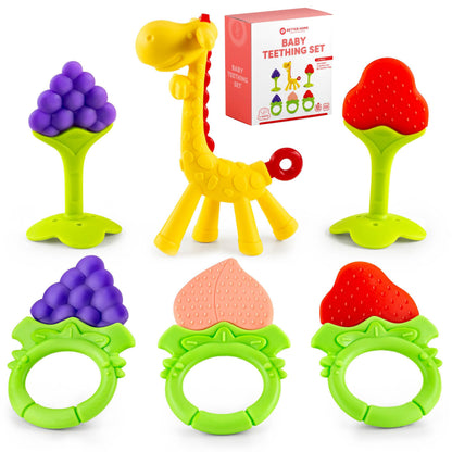 Baby Teething Toys 6-Pack | Newborn Teether Set | Food Grade Silicone | Freezer Safe | Soothing & Calming | BPA-Free | Frozen Teething Toys for Babies 0-6 Months | Essential Baby Gear