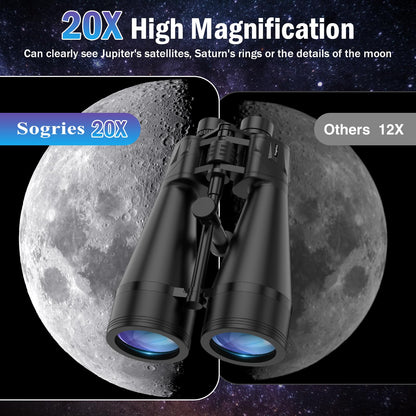 20x80 Astronomy Binoculars for Adults, High Power Stargazing Binoculars with Bak4 Prism, Low Light Vision for Moon Observation & Wildlife Watching, Includes Tripod,Tripod Adapter and Carrying Case
