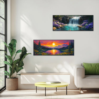 Zariocy 2 Pack Large Diamond Art Kits for Adults Landscape, DIY Diamond Painting Art Round Full Drill Crystal Diamond Embroidery Paintings Arts Craft for Home Wall Decor 31.5x11.81 inch