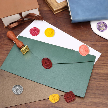 Draupnir Wax Seal Stamp Kit, 21pcs Vintage Classic Sealing Wax Stamp Heads with Wooden Handle, Gold, Ideal for Wedding, Party Invitations, Gift Wrapping