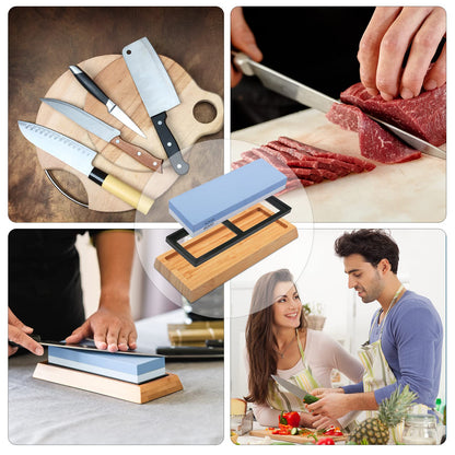 Whetstone Knife Sharpening Stone Kit - Double Sided Whetstone Knife Sharpener 1000/6000 Grit, Professional Honing Sharpening Stone Set With Slip-Resistant Bamboo Base and Angle Guide