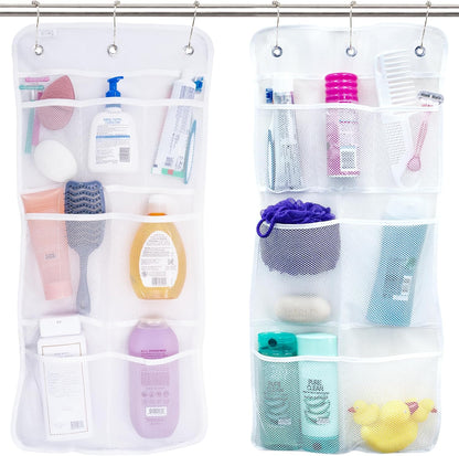 S&T INC. Shower Organizer, Bathroom Caddy with Quick Drying Mesh, 7 Pockets, 2 Pack, White