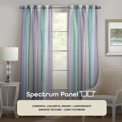 ACHIM Spectrum Rod Pocket Panel Window Curtain - 50 Inch Width, 63 Inch Length, Lilac/Turquoise, Semi-Sheer Polyester