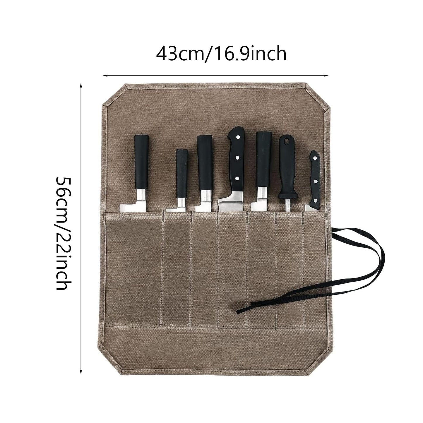 Chef Knife Roll Bag with 7 Slots Cutlery Knives Holders Protectors&6 Packs Knife Edge Guard Set Blade Covers,Knife Roll Storage Bag,Portable Travel Chef Knife Case,Kitchen Travel Cooking Tools