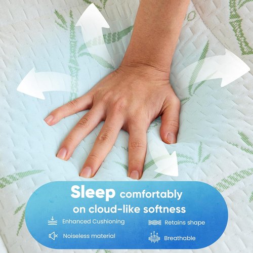 DUMOS Queen Mattress Topper - Dual Layer 4 Inch Memory Foam & Pillow Top for Back Pain Relief | 8-16 Inch Deep Pocket