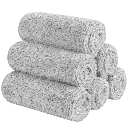 SINLAND 6 Pack Microfiber Face Towels Ultra Soft Bamboo Charcoal Facial Washcloths Reusable Makeup Remover Cloths Face Cloth for Bath 12Inch x 12Inch