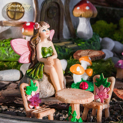 2-Piece Miniature Fairy Garden Accessories, Hand-Painted Resin Fairy Figurines for Gardens, Potted Plants, Lawn & Yard Decor, Ideal for Terrariums, Best Gift for Garden Lovers