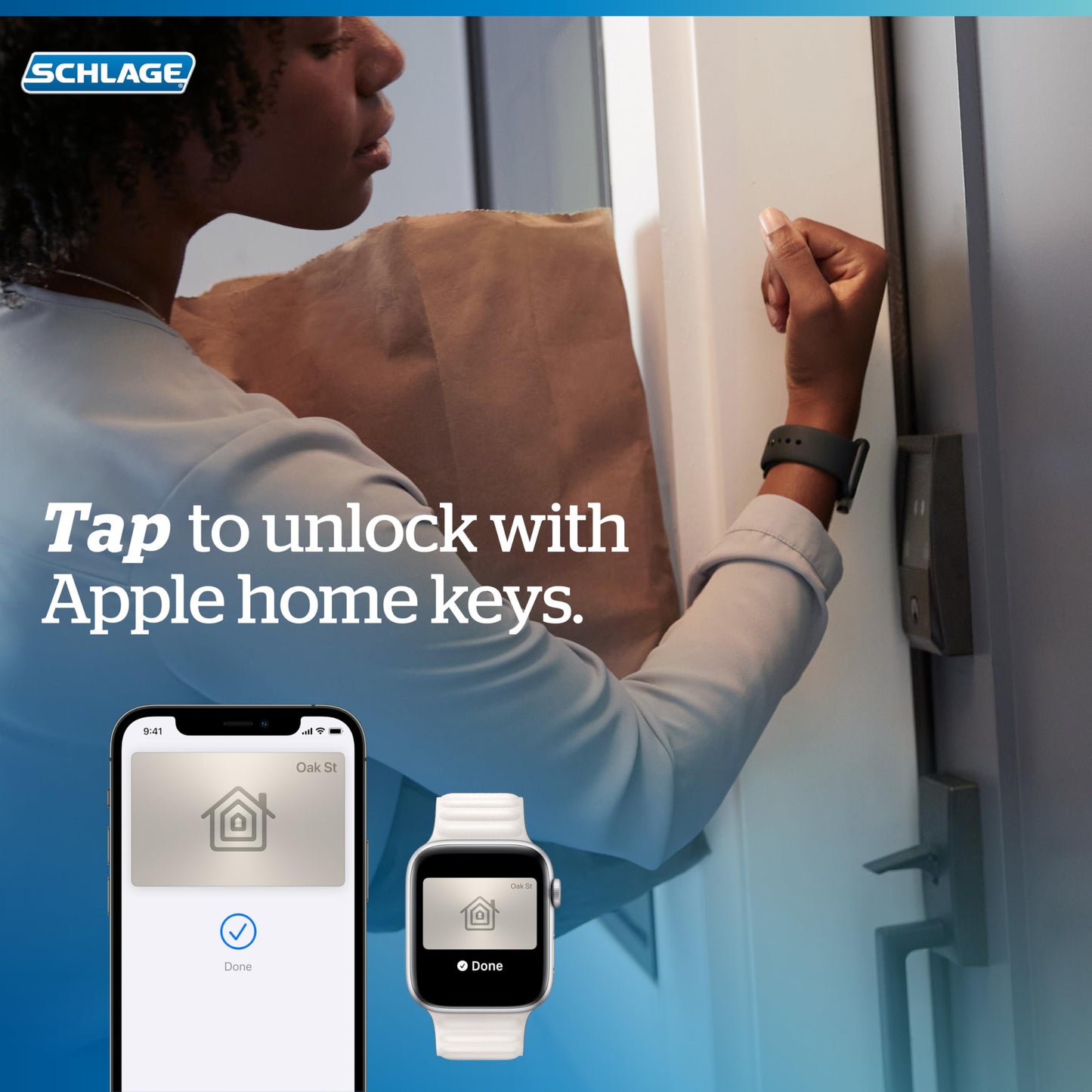 Schlage BE499WB CAM 619 Encode Plus WiFi Deadbolt Smart Lock, Keyless Entry Touchscreen Door Lock with Camelot Trim, Satin Nickel