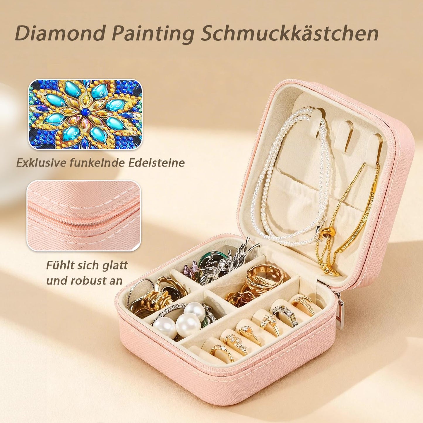 CharySim 4 PC Diamond Art Jewelry Boxes Kits for Adults Gem Art Painting Kit Women Relaxing Rhinestone Craft Kit Paint By Dots Kits Birthday Gift (Blue&Blue)