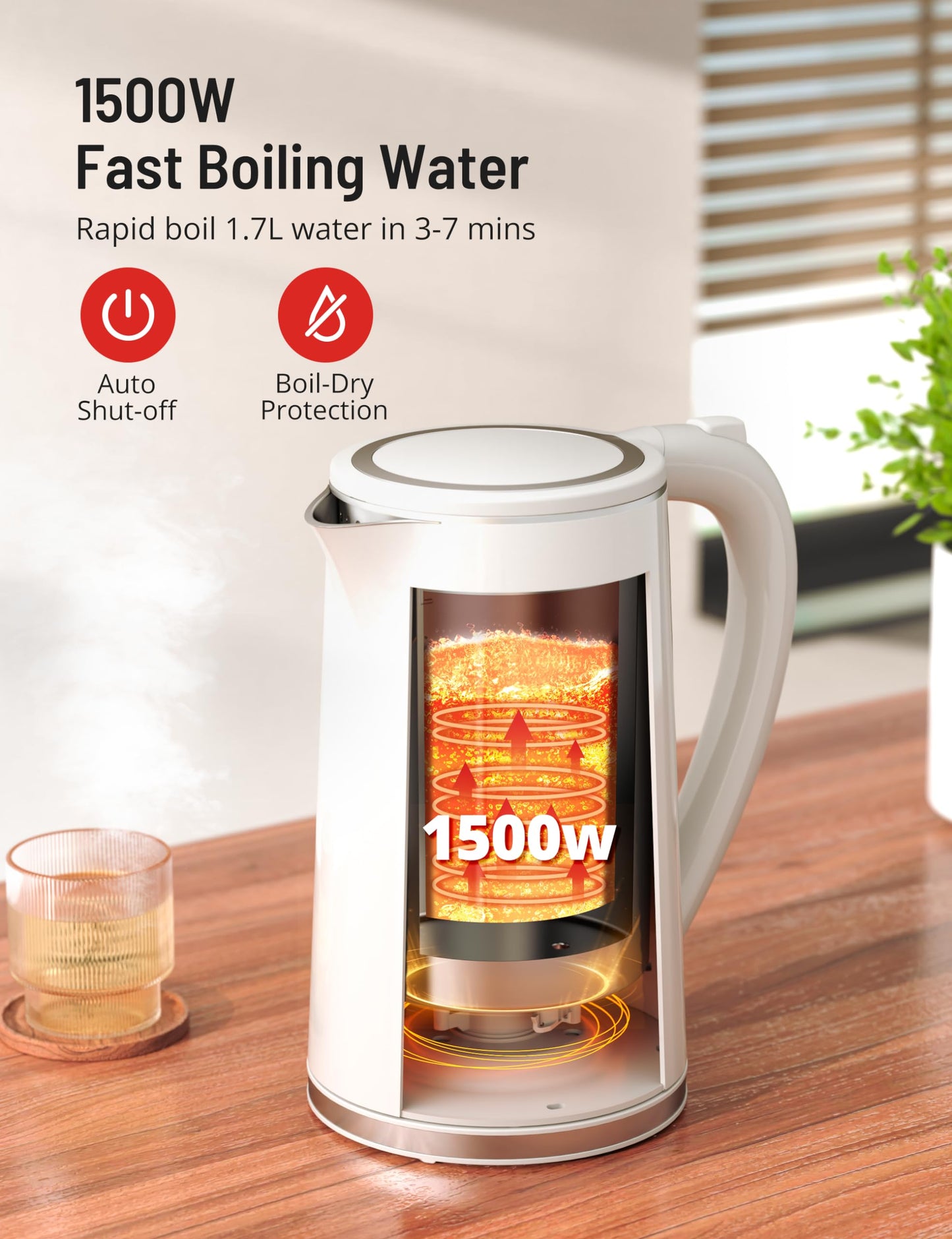 Electric Tea Kettle, 1.7L Larger Design Temperature Control Electric Kettle, 4H Keep Warm Water Boiler with 6 Presets, LED Screen Electric Kettles for Boiling Water, Boil-Dry Protection, BPA Free