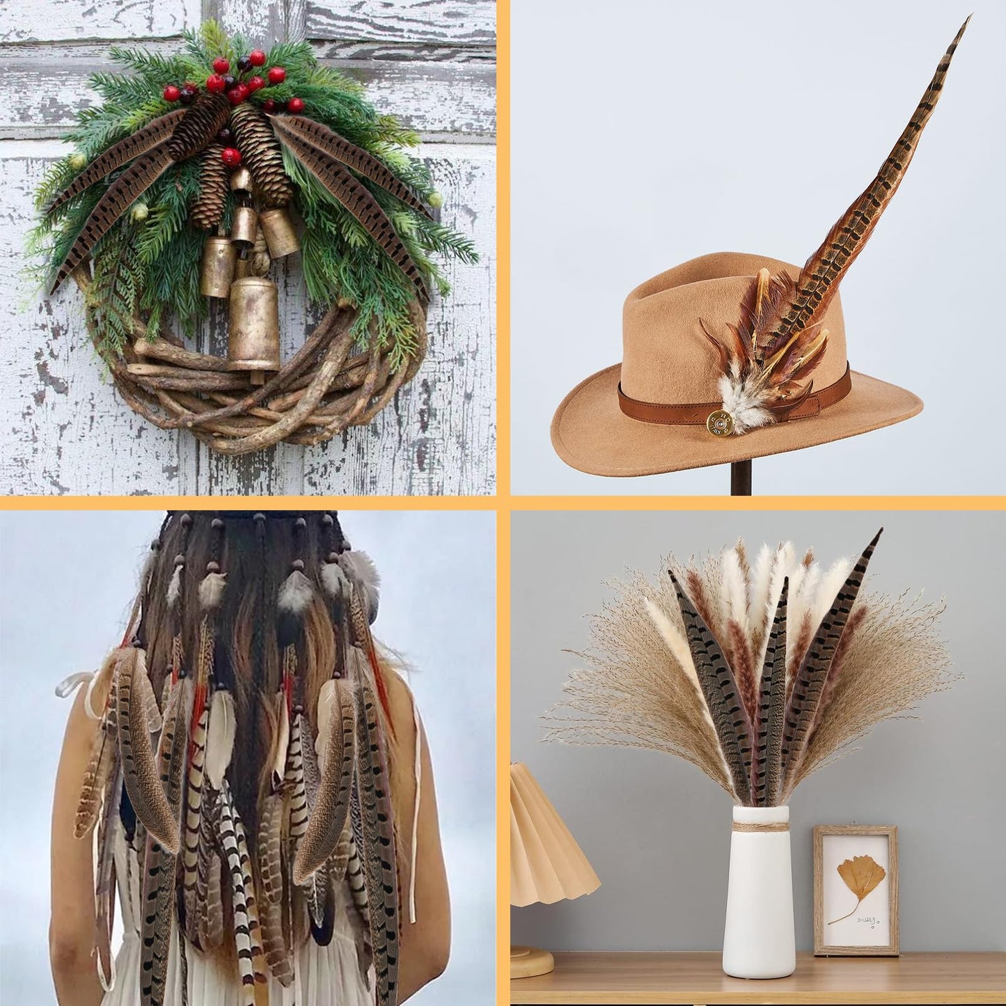 THARAHT 24pcs Male Ringneck Pheasant Tails Feathers Natural Feathers 8-10inch 20-25cm for Crafts Home Wedding Party Performance DIY Decoration Male Pheasant Feathers