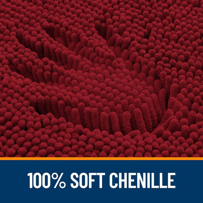 OLANLY Large Bath Rugs - Extra Soft Chenille, Quick-Dry Rubber Backing | 40x32 Inches, Red