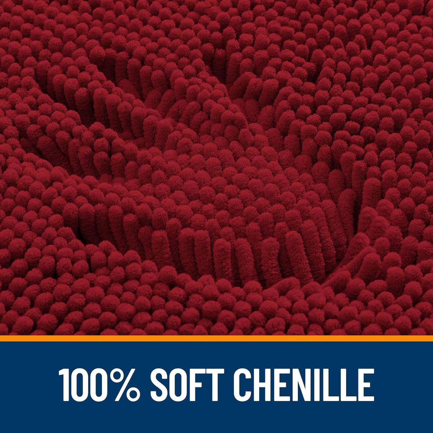 OLANLY Large Bath Rugs - Extra Soft Chenille, Quick-Dry & Machine Washable | 47x32, Red